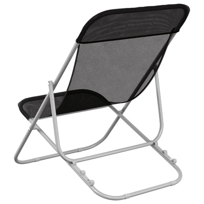 vidaXL Folding Beach Chairs 2 pcs Black Textilene&Powder-coated Steel 6