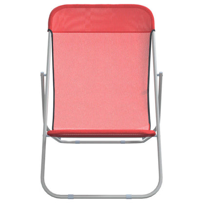 vidaXL Folding Beach Chairs 2 pcs Red Textilene&Powder-coated Steel 4