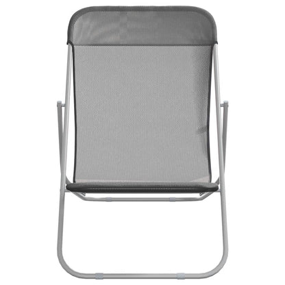 vidaXL Folding Beach Chairs 2 pcs Grey Textilene&Powder-coated Steel 4