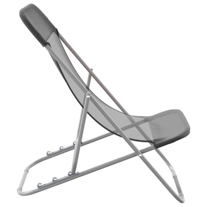 vidaXL Folding Beach Chairs 2 pcs Grey Textilene&Powder-coated Steel 5