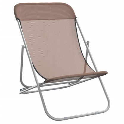vidaXL Folding Beach Chairs 2 pcs Brown Textilene&Powder-coated Steel 3