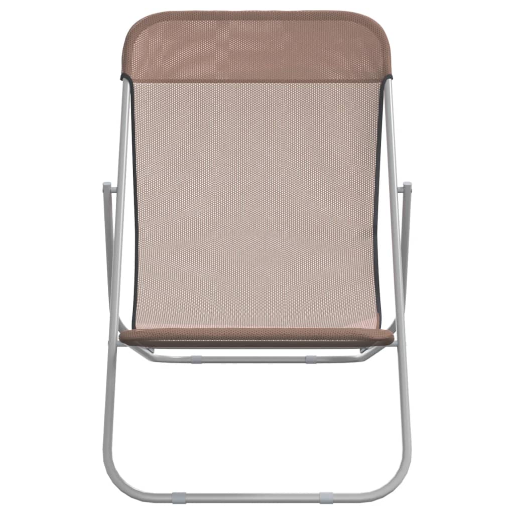 vidaXL Folding Beach Chairs 2 pcs Brown Textilene&Powder-coated Steel 4