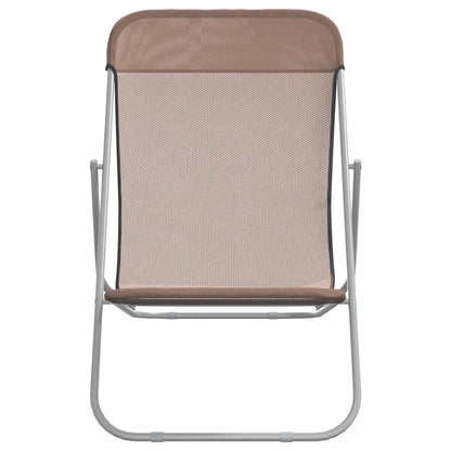 vidaXL Folding Beach Chairs 2 pcs Brown Textilene&Powder-coated Steel 4