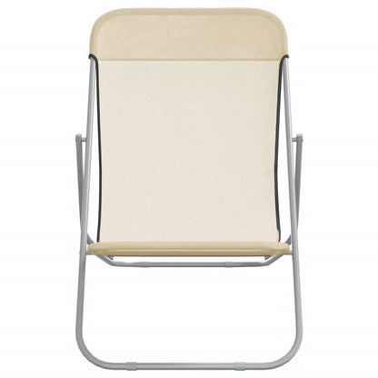 vidaXL Folding Beach Chairs 2 pcs Cream Textilene&Powder-coated Steel 4