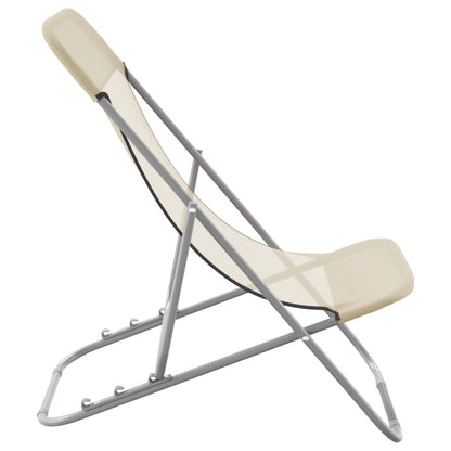 vidaXL Folding Beach Chairs 2 pcs Cream Textilene&Powder-coated Steel 5