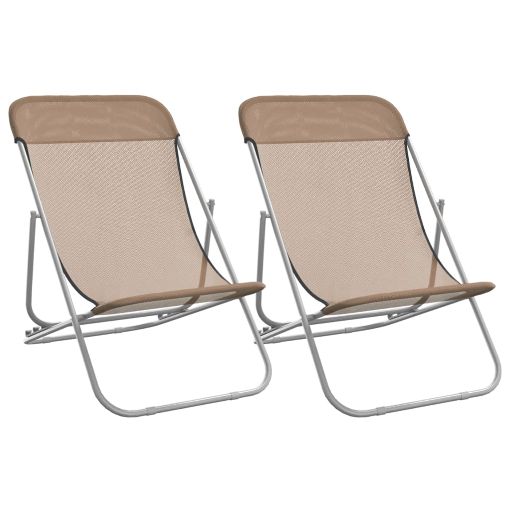 vidaXL Folding Beach Chairs 2 pcs Taupe Textilene&Powder-coated Steel 2