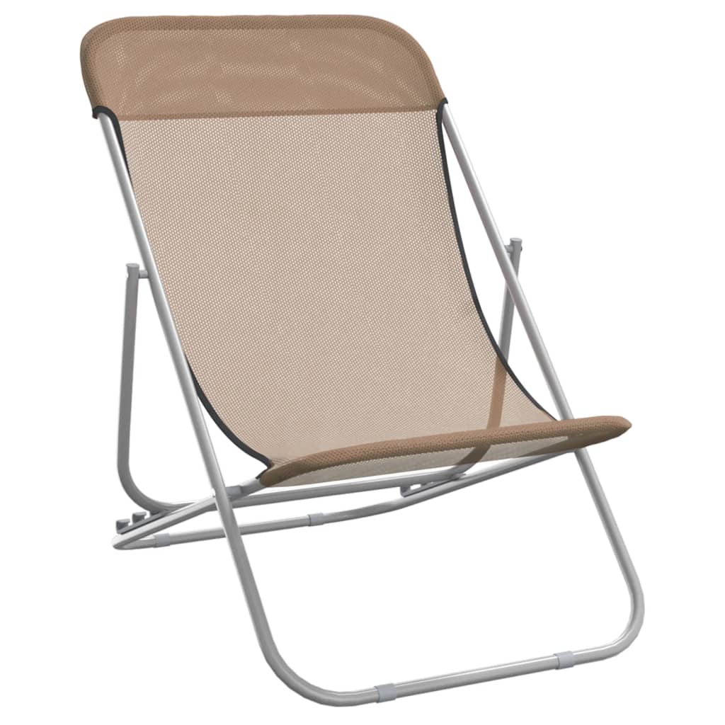 vidaXL Folding Beach Chairs 2 pcs Taupe Textilene&Powder-coated Steel 3