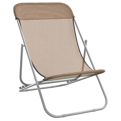vidaXL Folding Beach Chairs 2 pcs Taupe Textilene&Powder-coated Steel 3