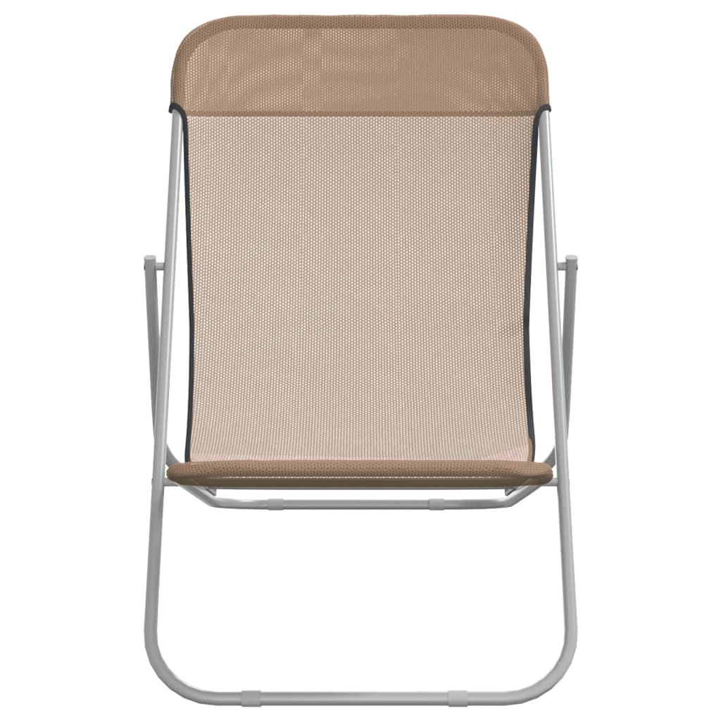 vidaXL Folding Beach Chairs 2 pcs Taupe Textilene&Powder-coated Steel 4