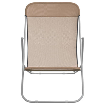 vidaXL Folding Beach Chairs 2 pcs Taupe Textilene&Powder-coated Steel 4