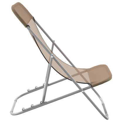 vidaXL Folding Beach Chairs 2 pcs Taupe Textilene&Powder-coated Steel 5