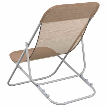 vidaXL Folding Beach Chairs 2 pcs Taupe Textilene&Powder-coated Steel 6