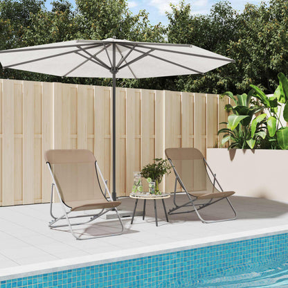 vidaXL Folding Beach Chairs 2 pcs Taupe Textilene&Powder-coated Steel 1