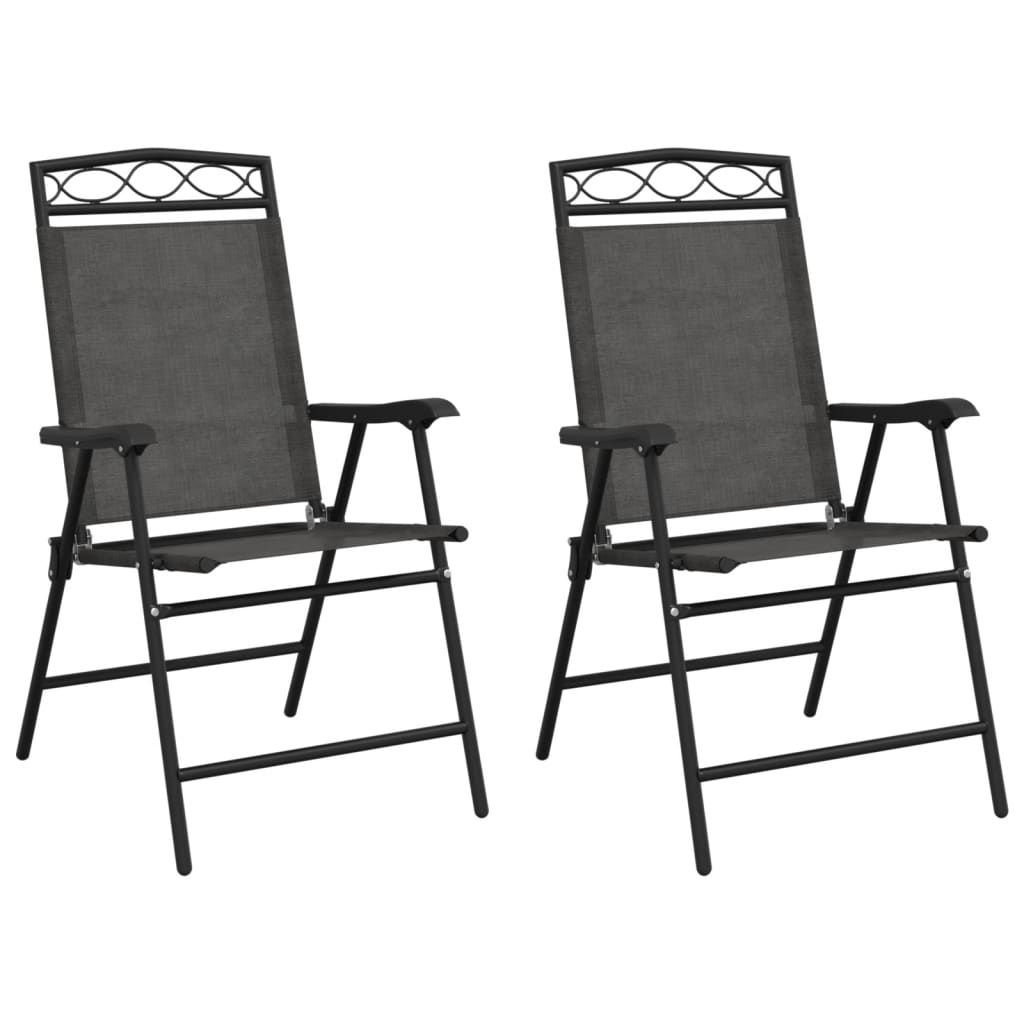 vidaXL Folding Chairs 2 pcs Melange Grey Steel and Textilene 2