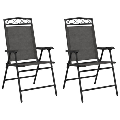 vidaXL Folding Chairs 2 pcs Melange Grey Steel and Textilene 2