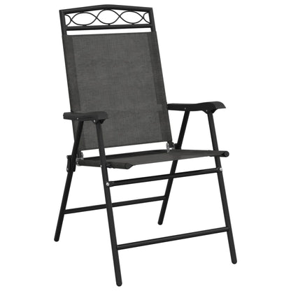 vidaXL Folding Chairs 2 pcs Melange Grey Steel and Textilene 4