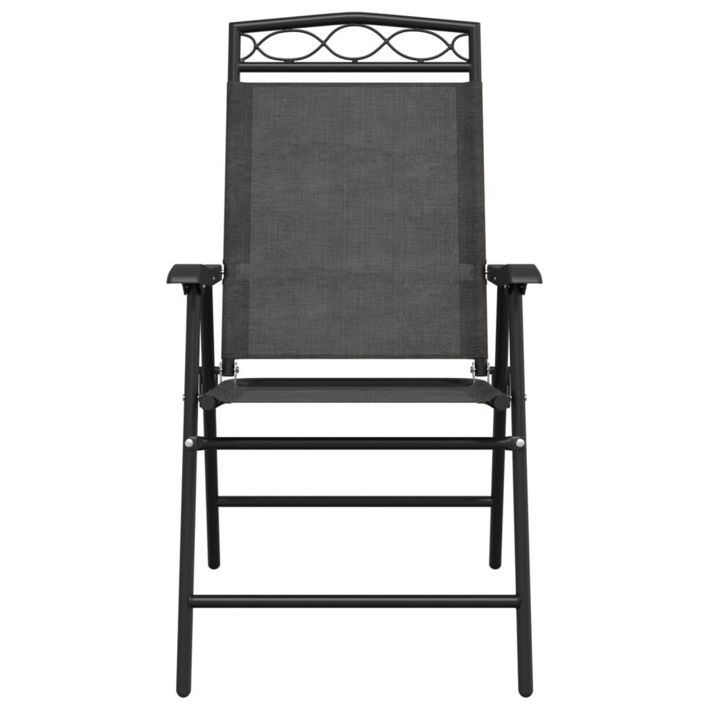 vidaXL Folding Chairs 2 pcs Melange Grey Steel and Textilene 5