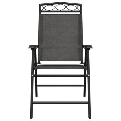 vidaXL Folding Chairs 2 pcs Melange Grey Steel and Textilene 5