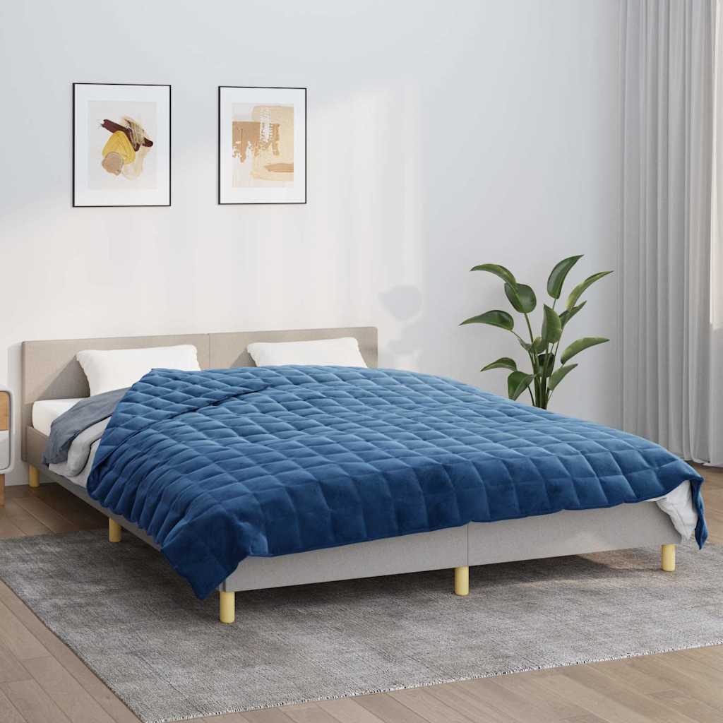 vidaXL Weighted Blanket Blue 220x240 cm King 11 kg Fabric 1