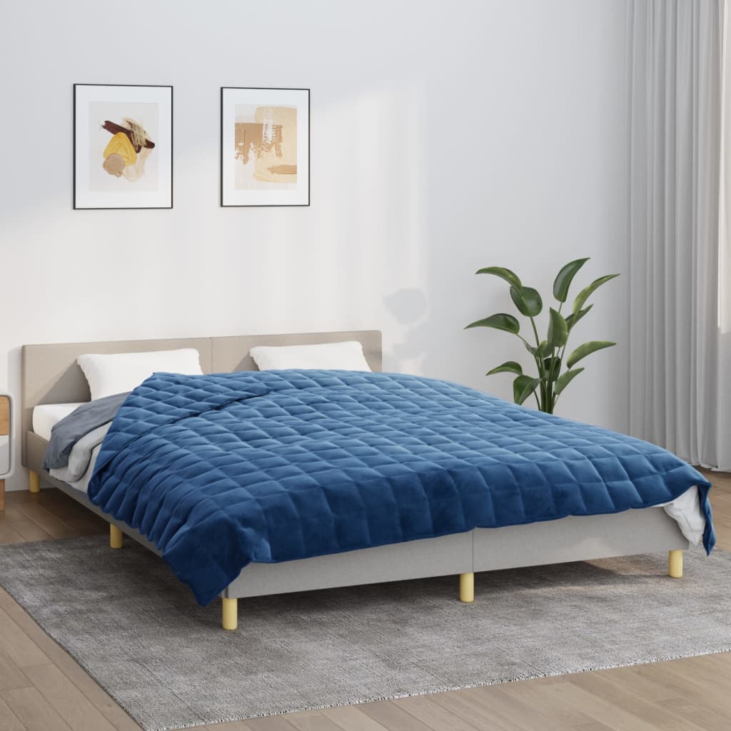 vidaXL Weighted Blanket Blue 220x230 cm King 15 kg Fabric 1