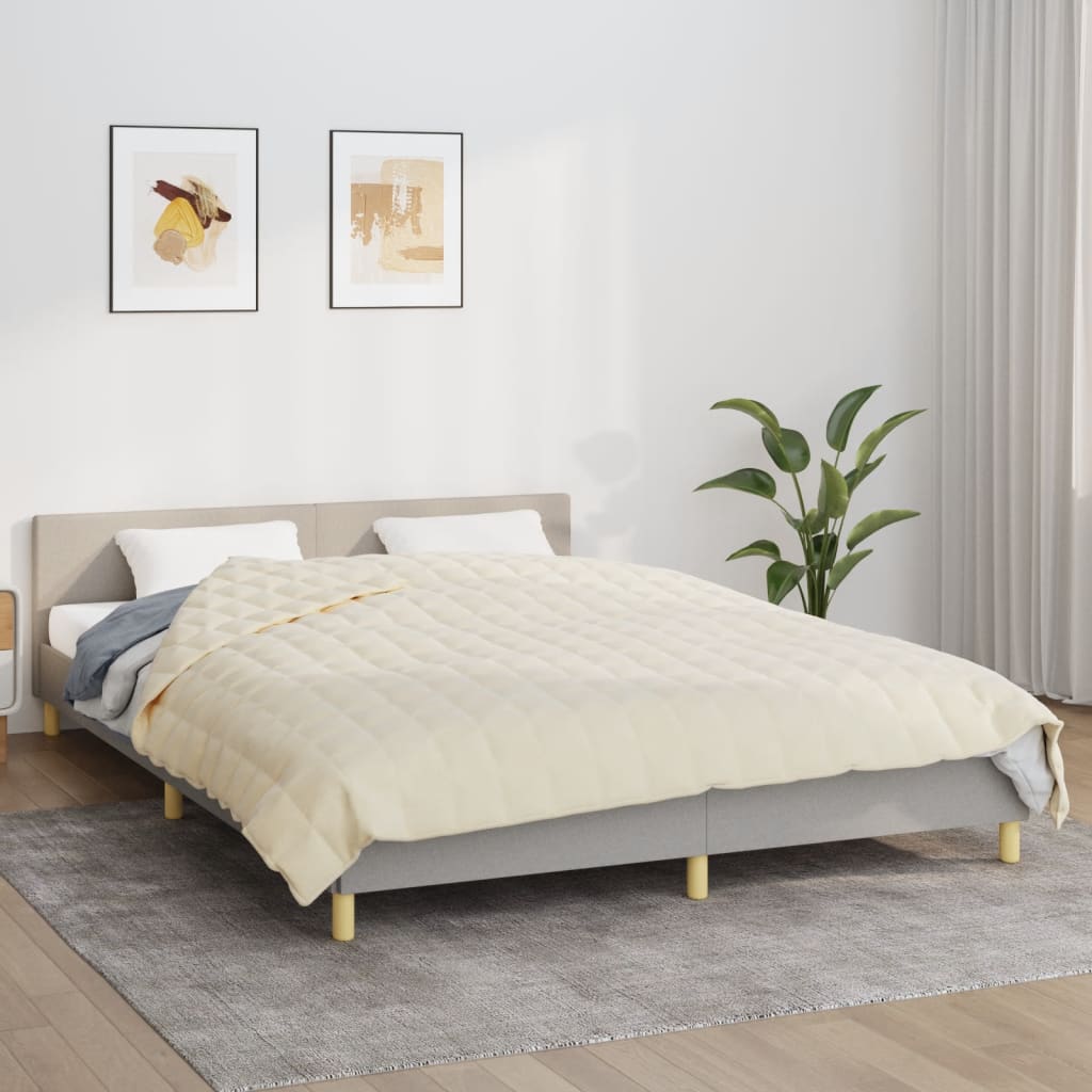 vidaXL Weighted Blanket Light Cream 220x230 cm King 15 kg Fabric 1