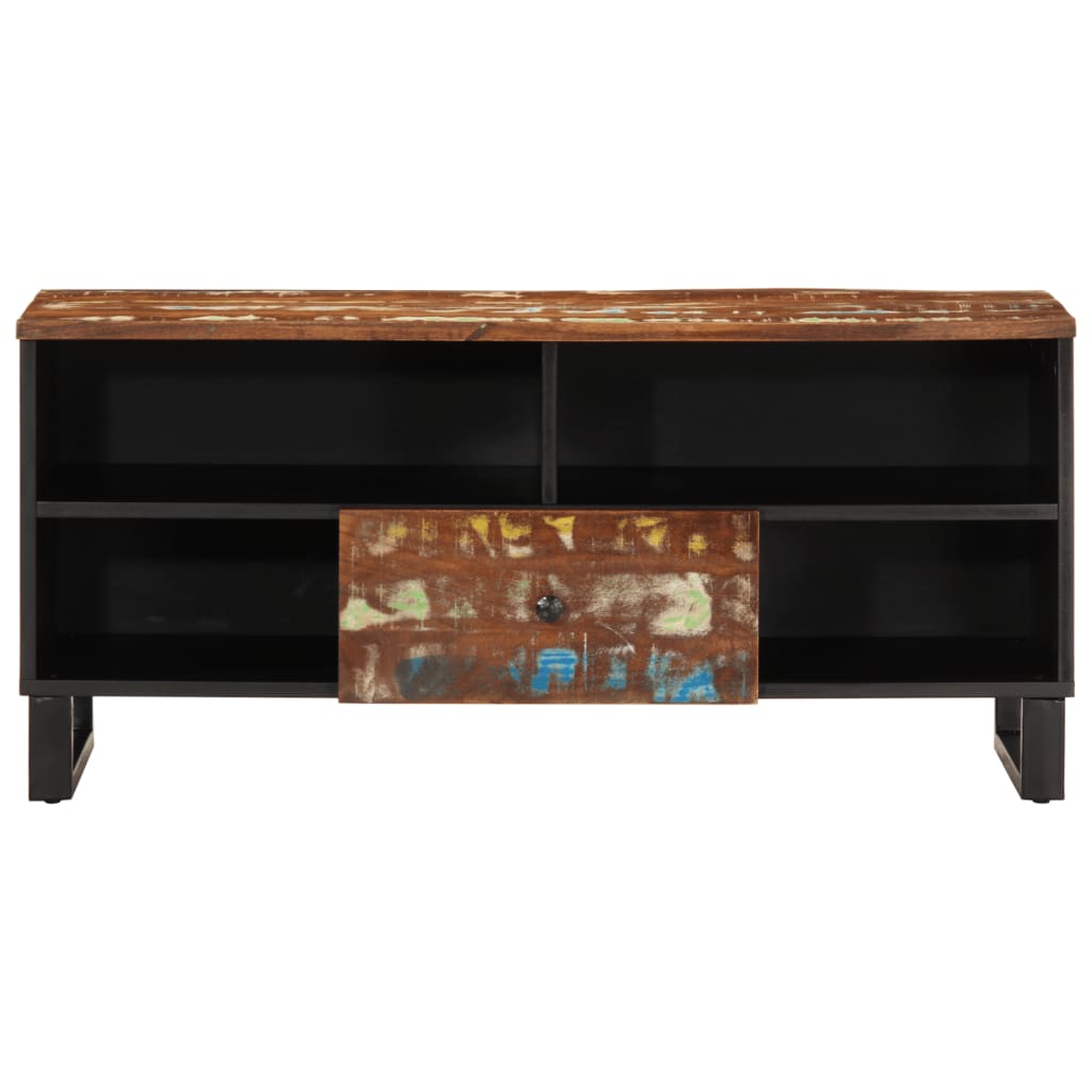 vidaXL TV Cabinet 100x33x46 cm Solid Wood Reclaimed&Engineered Wood 4
