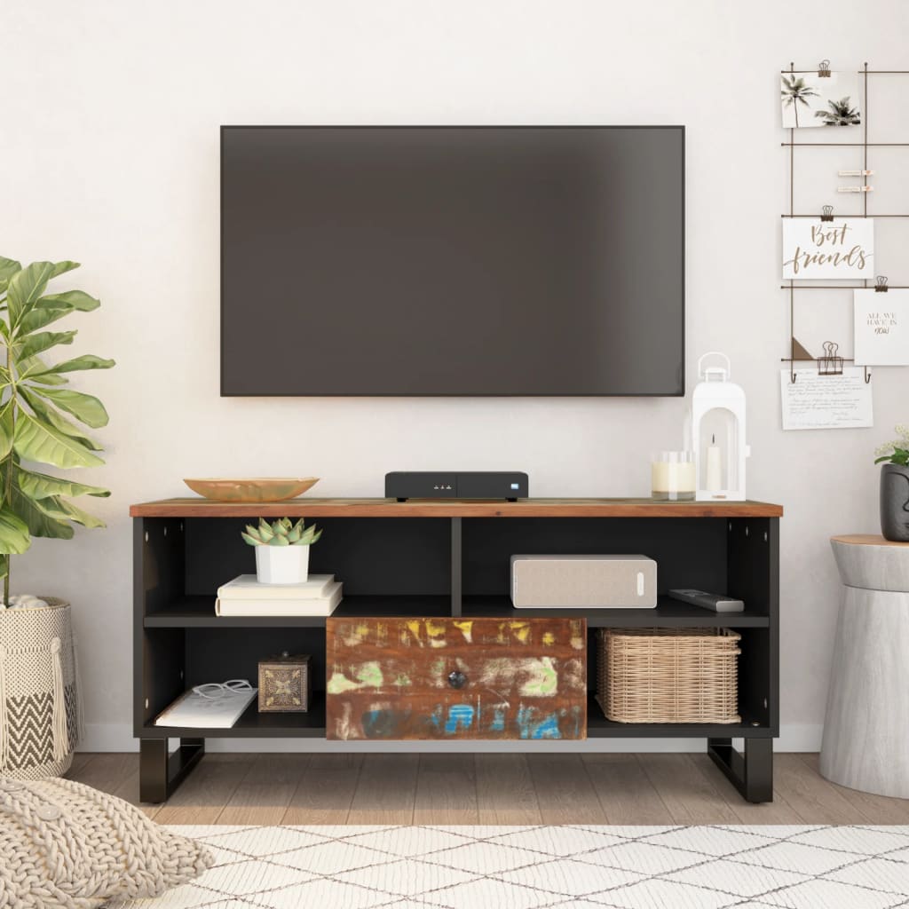 vidaXL TV Cabinet 100x33x46 cm Solid Wood Reclaimed&Engineered Wood 1