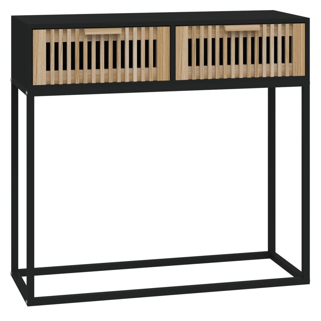 vidaXL Console Table Black 80x30x75 cm Engineered Wood and Iron 2