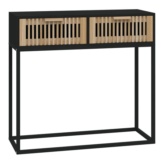 Console Table 80x30x75 cm Engineered Wood and Iron Black