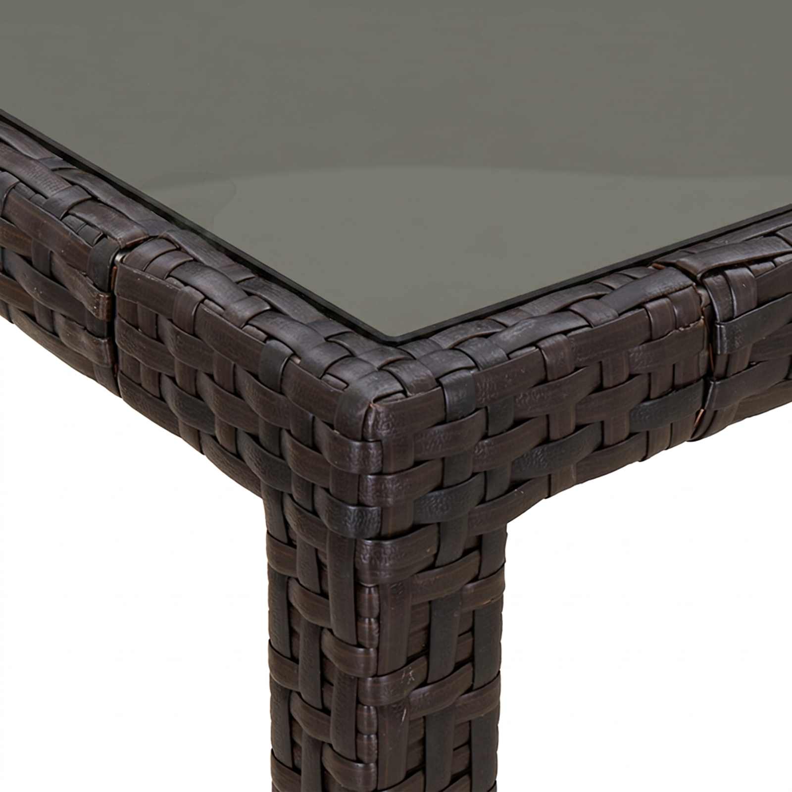 vidaXL Garden Table Brown 90 x 90 x 75 cm Poly Rattan 6