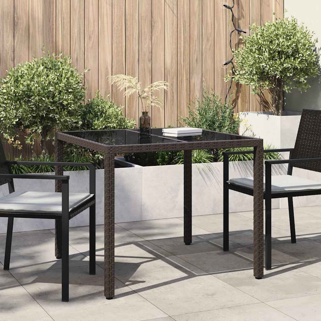 vidaXL Garden Table Brown 90 x 90 x 75 cm Poly Rattan 1