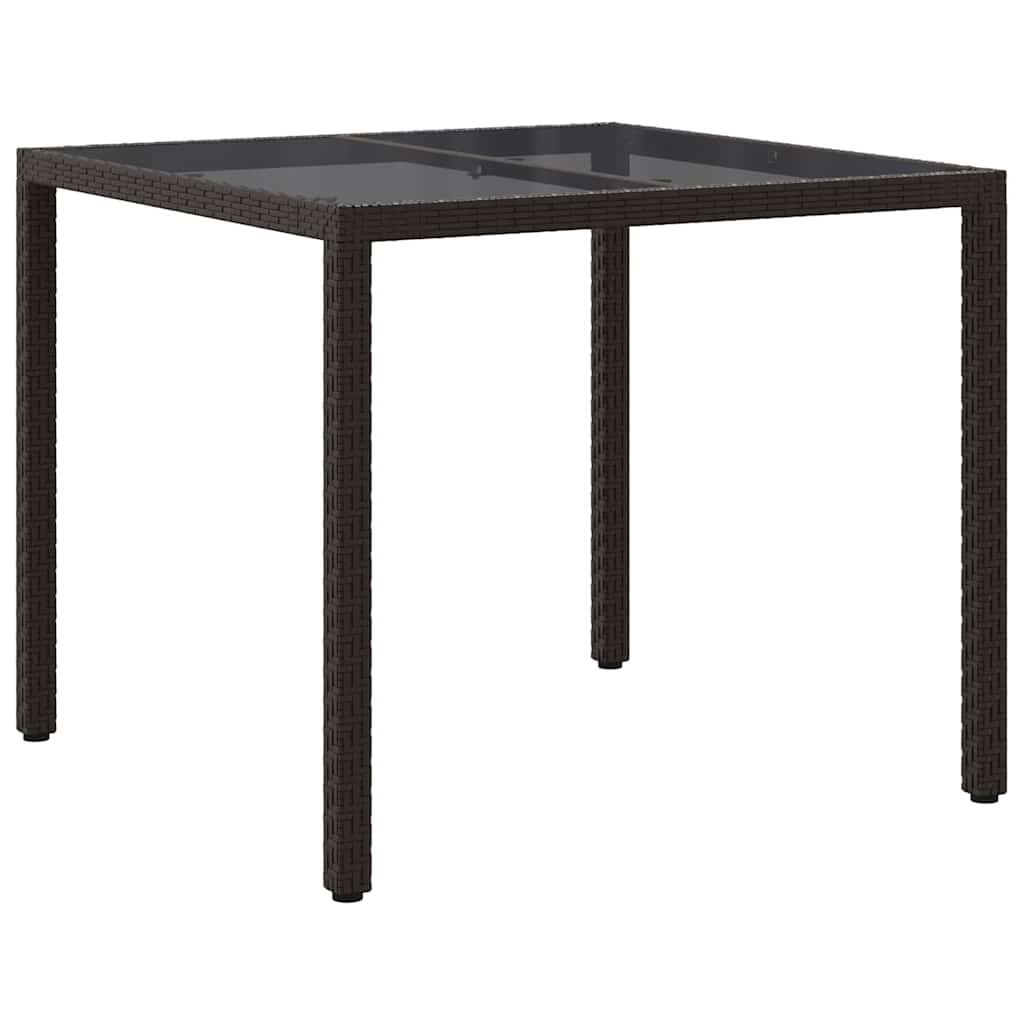 vidaXL Garden Table Brown 90 x 90 x 75 cm Poly Rattan 5