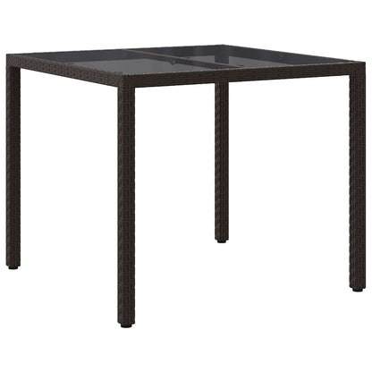 vidaXL Garden Table Brown 90 x 90 x 75 cm Poly Rattan 5