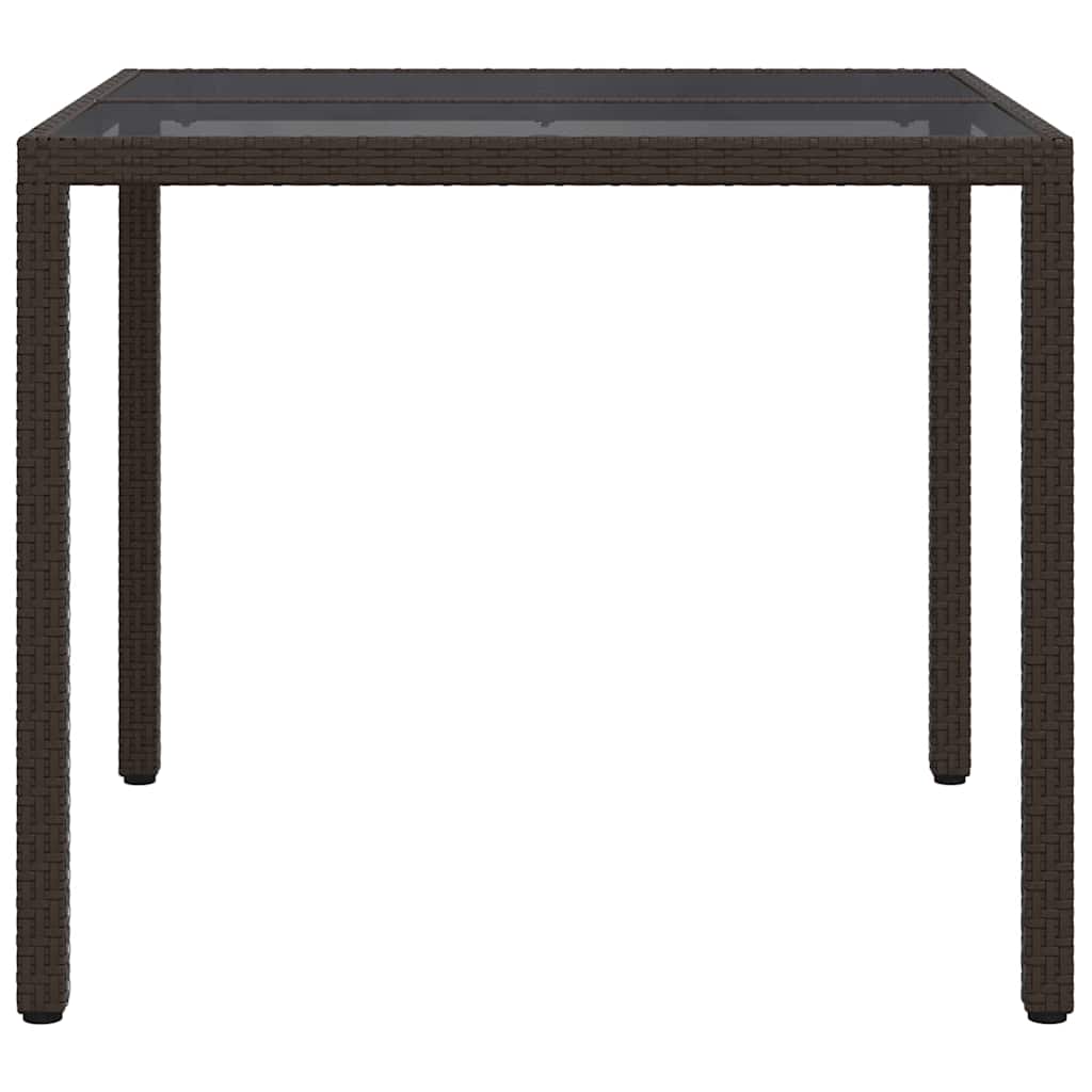 vidaXL Garden Table Brown 90 x 90 x 75 cm Poly Rattan 4
