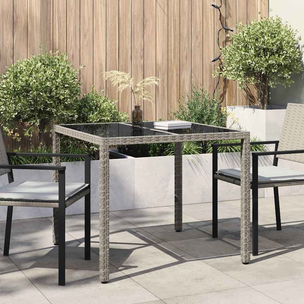 vidaXL Garden Table Grey 90 x 90 x 75 cm Poly Rattan 1