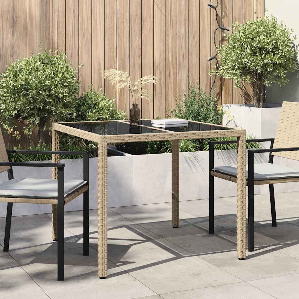 vidaXL Garden Table Beige 90 x 90 x 75 cm Poly Rattan 1