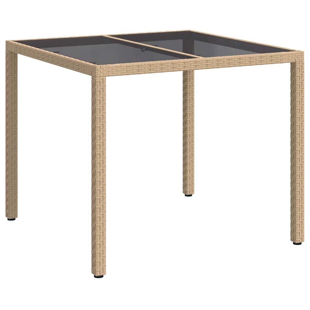 vidaXL Garden Table Beige 90 x 90 x 75 cm Poly Rattan 2