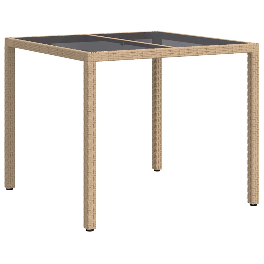 vidaXL Garden Table Beige 90 x 90 x 75 cm Poly Rattan 5