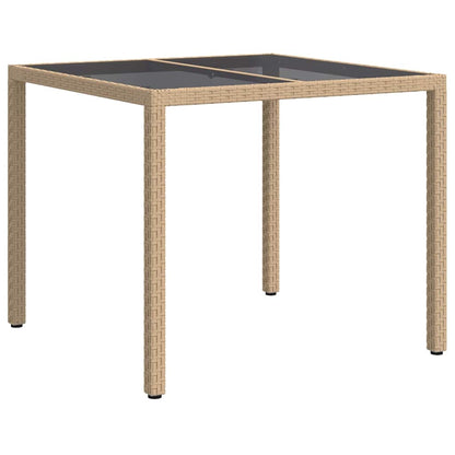 vidaXL Garden Table Beige 90 x 90 x 75 cm Poly Rattan 5