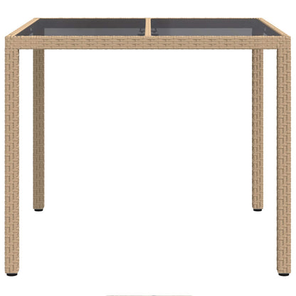 vidaXL Garden Table Beige 90 x 90 x 75 cm Poly Rattan 3