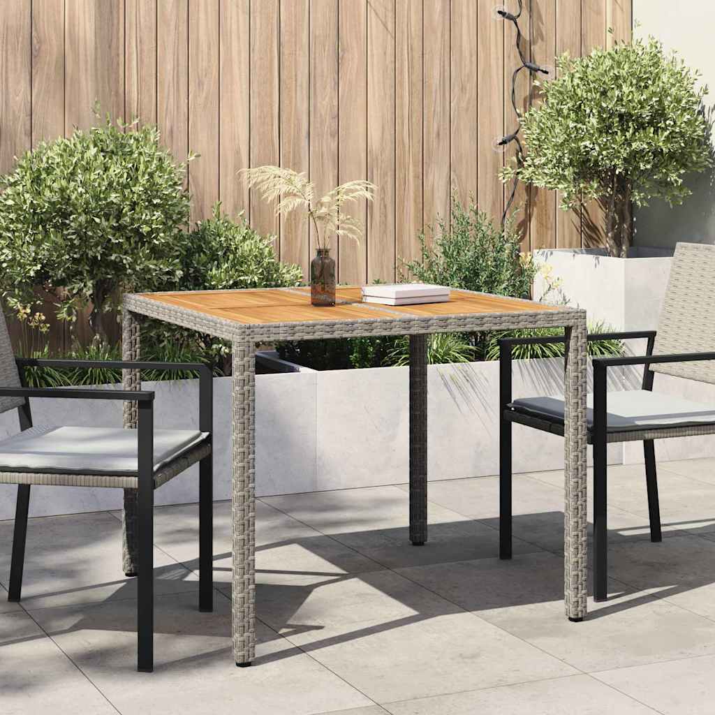 vidaXL Garden Table Grey 90 x 90 x 75 cm Poly Rattan