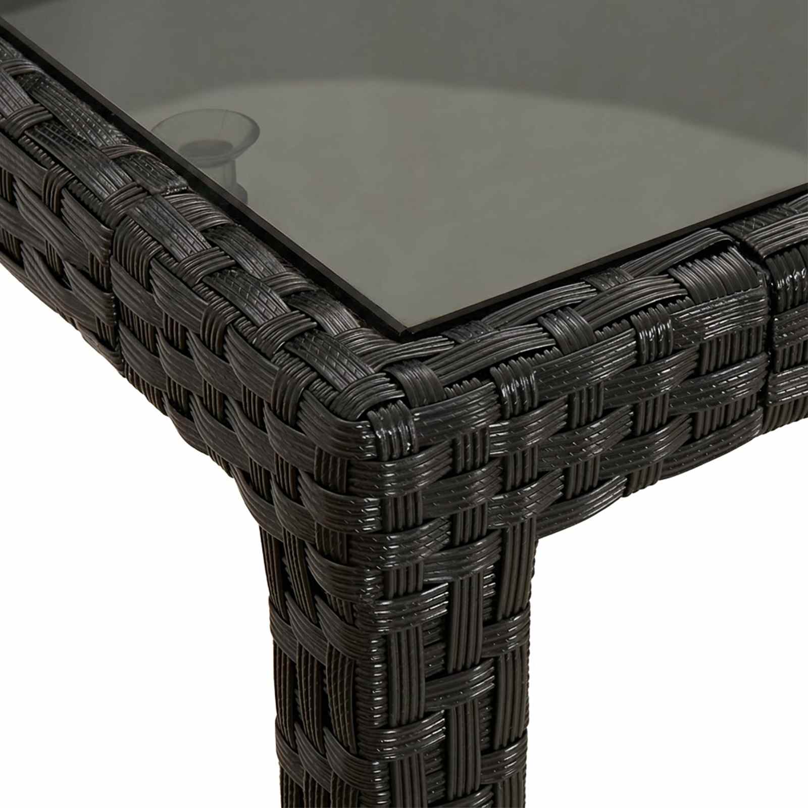 vidaXL Garden Table Black 150 x 90 x 75 cm Poly Rattan 6
