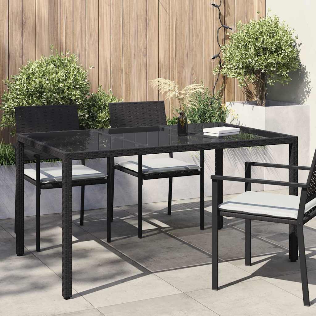 vidaXL Garden Table Black 150 x 90 x 75 cm Poly Rattan 1