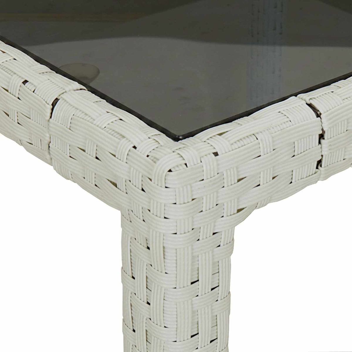 vidaXL Garden Table White 150 x 90 x 75 cm Poly Rattan 6