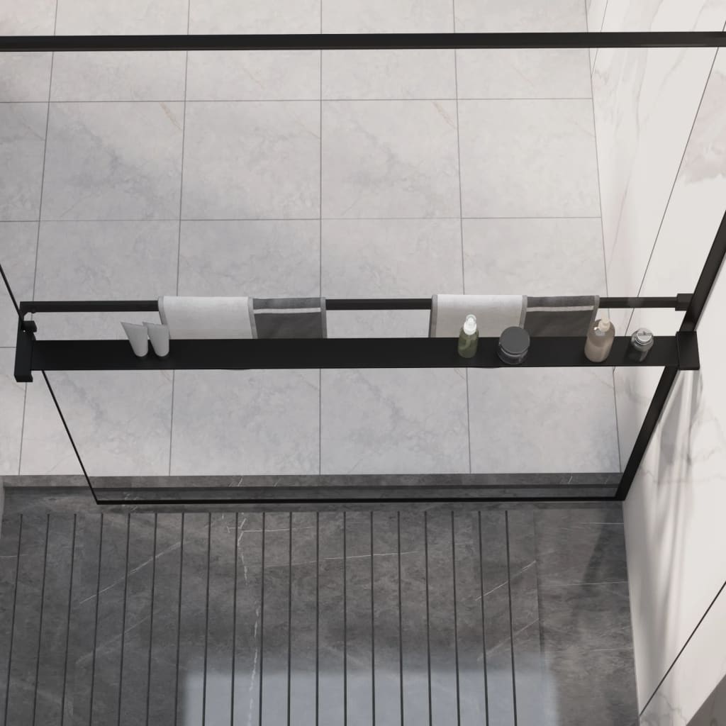 vidaXL Shower Shelf for Walk-in Shower Wall Black 118 cm Aluminium 1