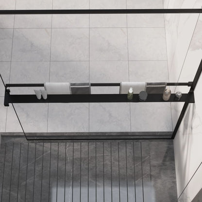 vidaXL Shower Shelf for Walk-in Shower Wall Black 118 cm Aluminium 1