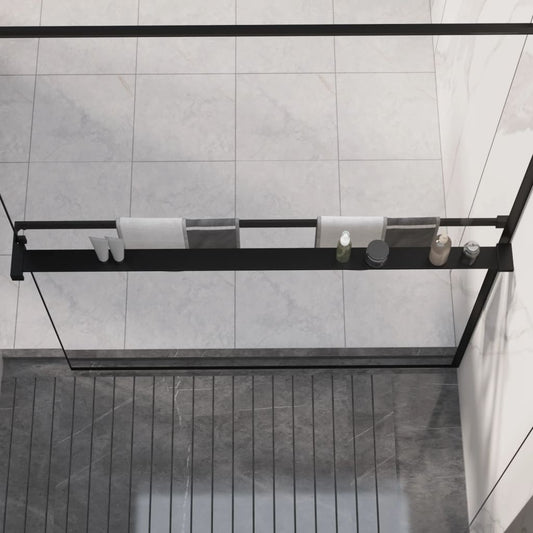 vidaXL Shower Shelf for Walk-in Shower Wall Black 118 cm Aluminium 1