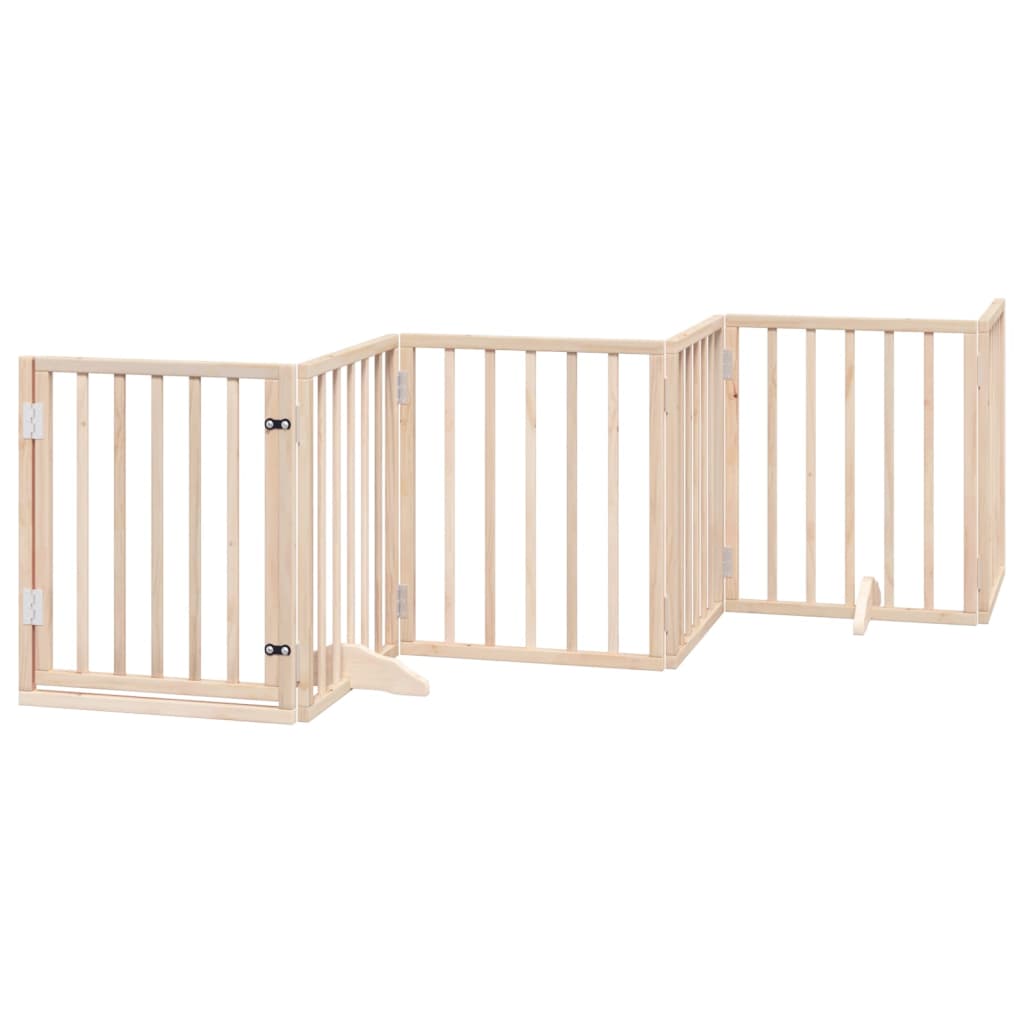 Dog Gate Foldable Panels 150 cm Poplar Wood Width 50 cm Natural