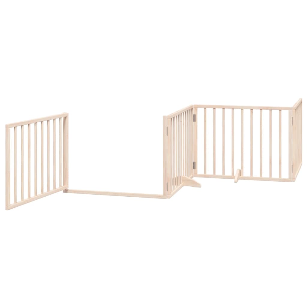vidaXL Dog Gate with Door Foldable 4 Panels 320 cm Poplar Wood 4