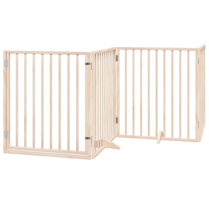 vidaXL Dog Gate with Door Foldable 4 Panels 320 cm Poplar Wood 2